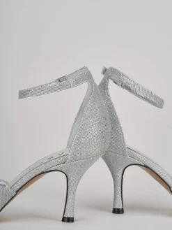 Bebè tacco 7 cm argento glitter