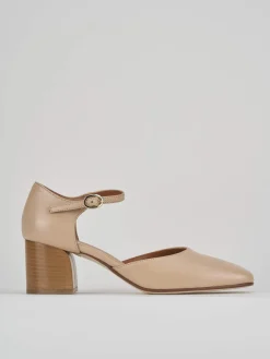 Bebè tacco 7 cm beige pelle