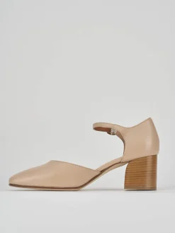 Bebè tacco 7 cm beige pelle