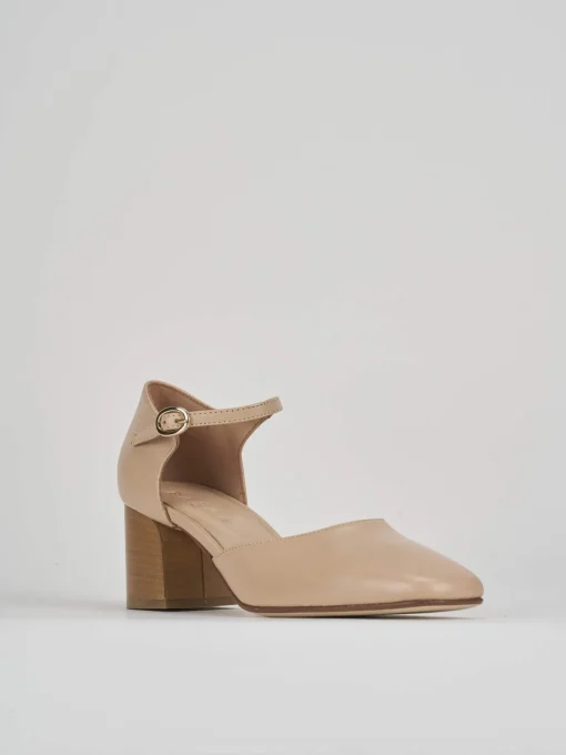 Bebè tacco 7 cm beige pelle