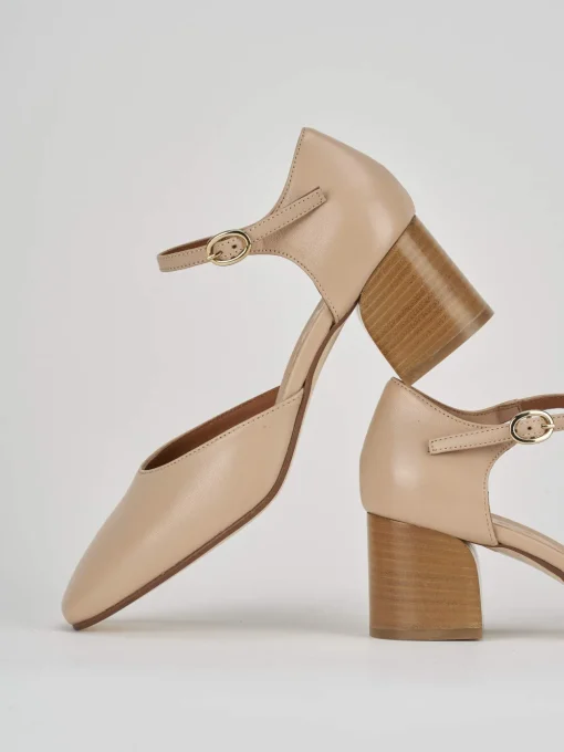 Bebè tacco 7 cm beige pelle