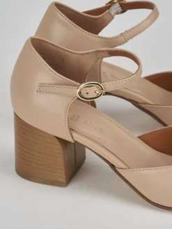 Bebè tacco 7 cm beige pelle