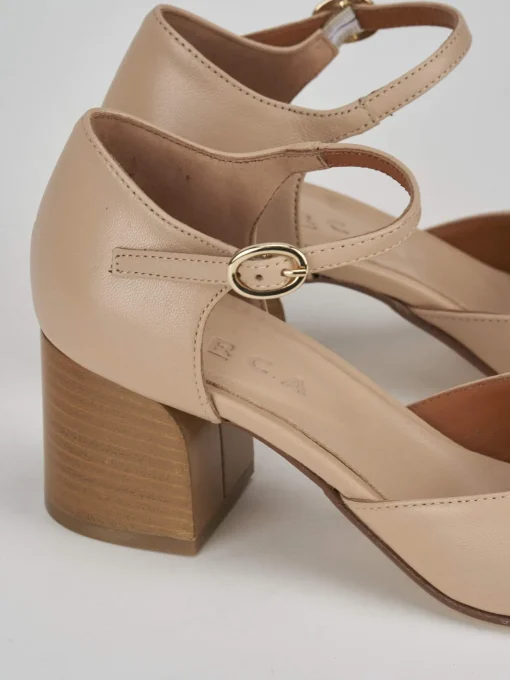 Bebè tacco 7 cm beige pelle