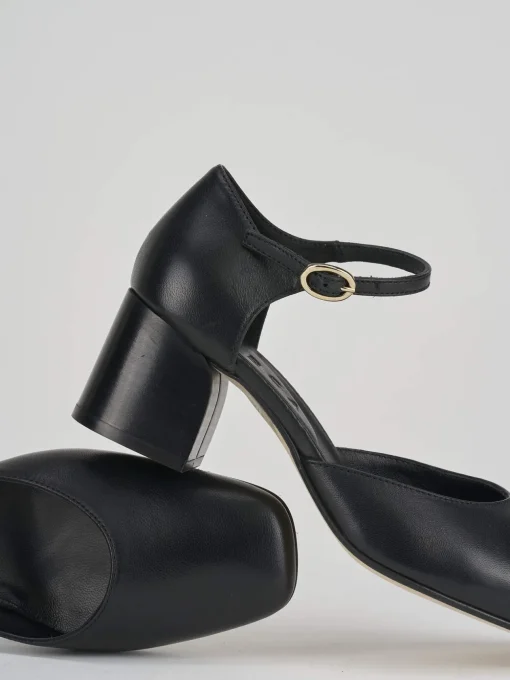 Bebè tacco 7 cm nero pelle