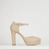 Bebè tacco 9cm beige pelle