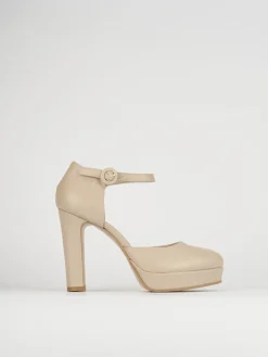 Bebè tacco 9cm beige pelle
