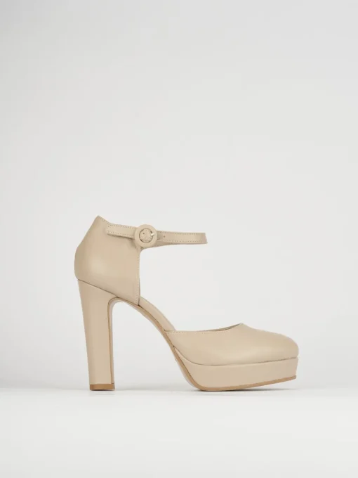 Bebè tacco 9cm beige pelle