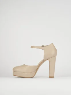 Bebè tacco 9cm beige pelle