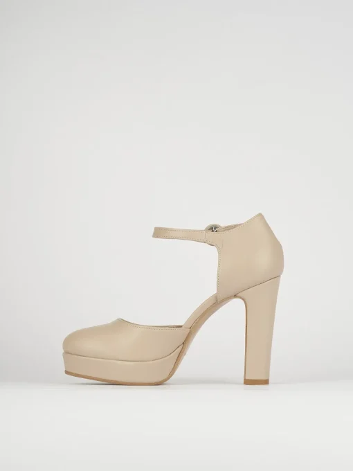 Bebè tacco 9cm beige pelle