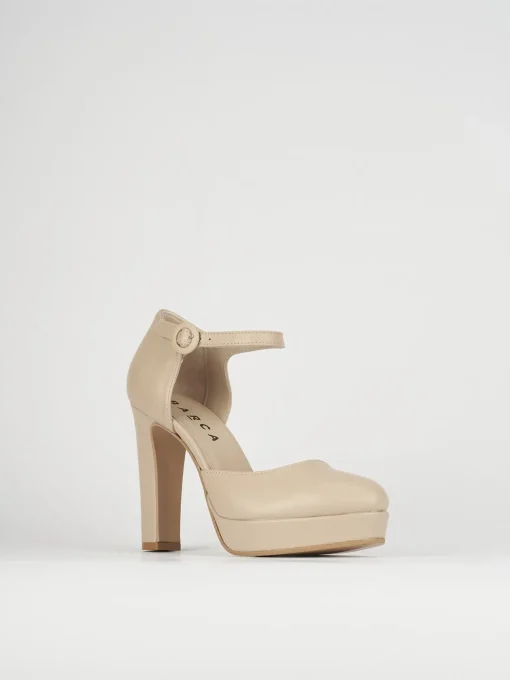 Bebè tacco 9cm beige pelle