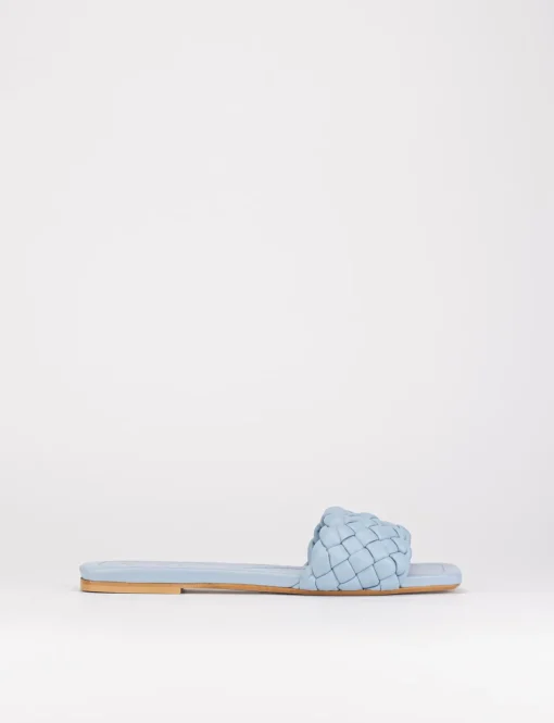 Ciabatta da passeggio tacco 1 cm azzurro