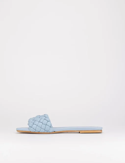 Ciabatta da passeggio tacco 1 cm azzurro