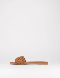 Ciabatta da passeggio tacco 1 cm cuoio