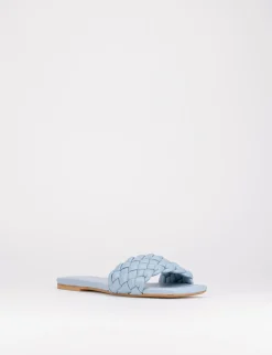 Ciabatta da passeggio tacco 1 cm azzurro