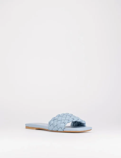 Ciabatta da passeggio tacco 1 cm azzurro