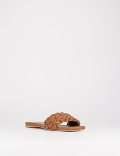 Ciabatta da passeggio tacco 1 cm cuoio