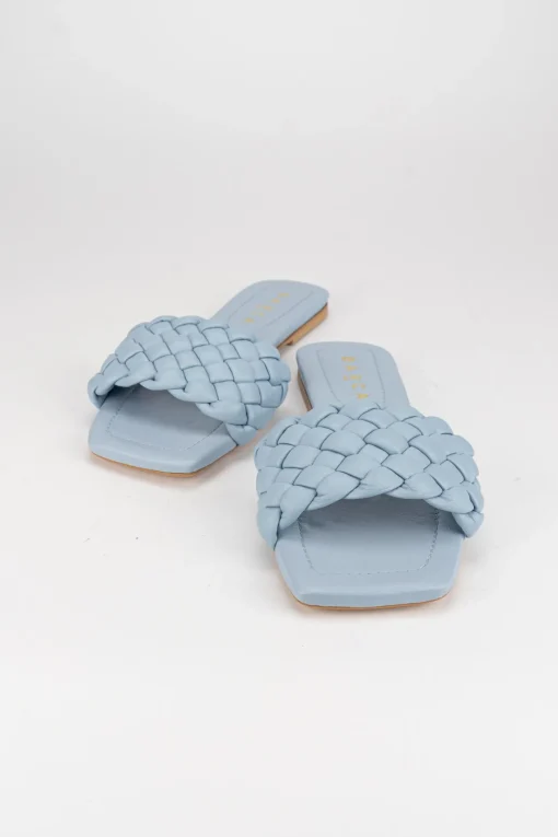Ciabatta da passeggio tacco 1 cm azzurro
