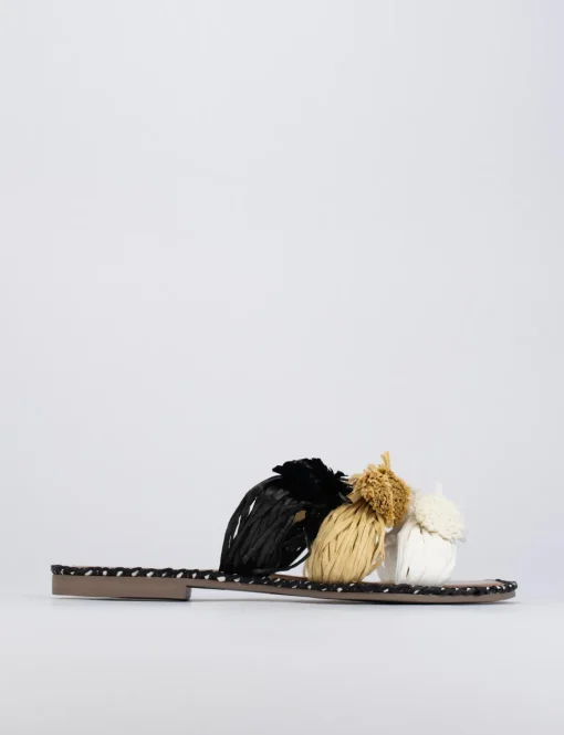Ciabatta da passeggio tacco 1 cm nero pelle