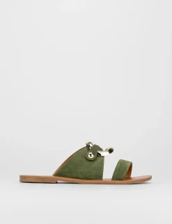 Ciabatta da passeggio tacco 1 cm verde camoscio