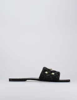 Ciabatta da passeggio tacco 1 cm nero pelle