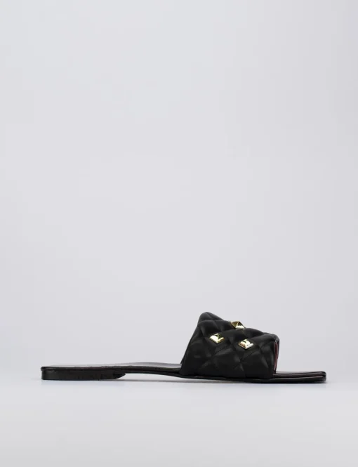 Ciabatta da passeggio tacco 1 cm nero pelle