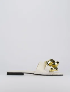Ciabatta da passeggio tacco 1 cm bianco pelle