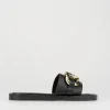 Ciabatta da passeggio tacco 1 cm nero pelle