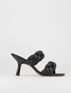 Ciabatta da passeggio tacco 5 cm nero pelle