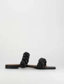 Ciabatta da passeggio tacco 1 cm nero pelle