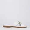 Ciabatta da passeggio tacco 1 cm bianco pelle