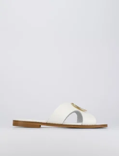 Ciabatta da passeggio tacco 1 cm bianco pelle