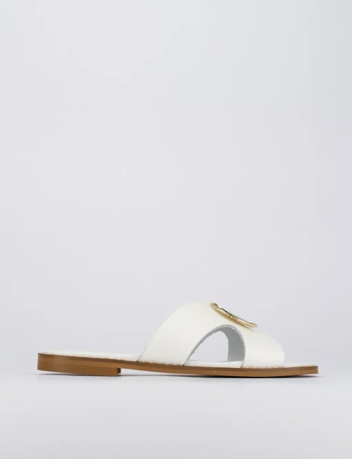 Ciabatta da passeggio tacco 1 cm bianco pelle