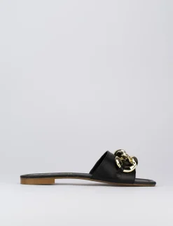 Ciabatta da passeggio tacco 1 cm nero pelle