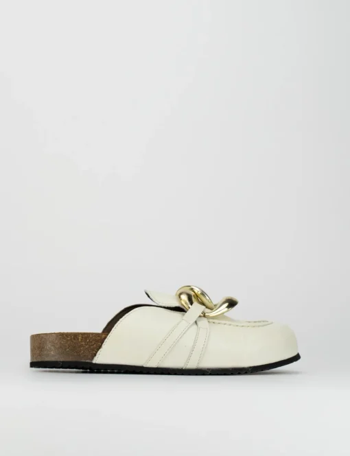 Ciabatta da passeggio tacco 1 cm bianco pelle