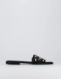 Ciabatta da passeggio tacco 1 cm nero pelle