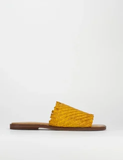Ciabatta da passeggio tacco 1 cm giallo pelle