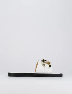 Ciabatta da passeggio tacco 1 cm bianco pelle