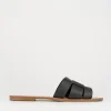 Ciabatta da passeggio tacco 1 cm nero pelle