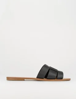 Ciabatta da passeggio tacco 1 cm nero pelle