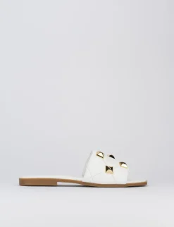 Ciabatta da passeggio tacco 1 cm bianco pelle