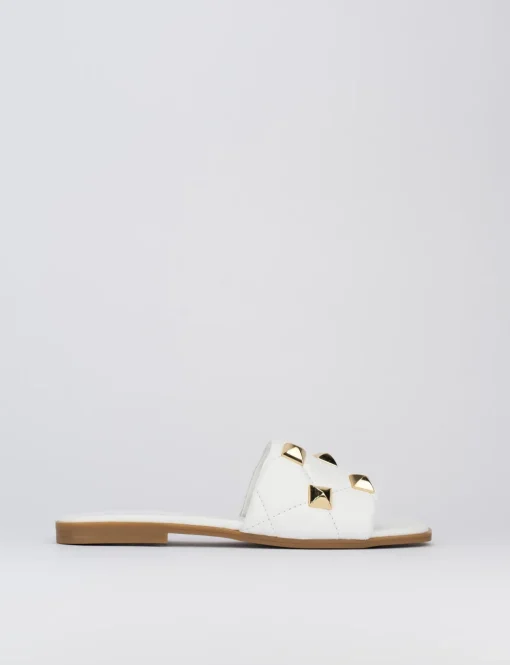 Ciabatta da passeggio tacco 1 cm bianco pelle