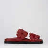 Ciabatta da passeggio tacco 1 cm rosso pelle