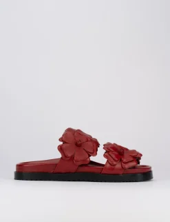 Ciabatta da passeggio tacco 1 cm rosso pelle