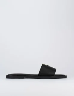 Ciabatta da passeggio tacco1 cm nero pelle
