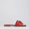 Ciabatta da passeggio tacco 1 cm rosso pelle