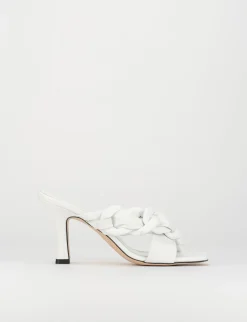 Ciabatta da passeggio tacco 8.5 cm bianco pelle