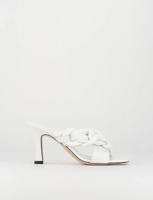 Ciabatta da passeggio tacco 8.5 cm bianco pelle