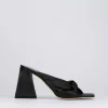 Ciabatta da passeggio tacco 8 cm nero pelle
