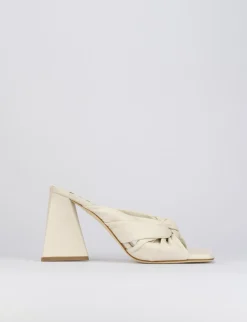 Ciabatta da passeggio tacco 8 cm bianco pelle