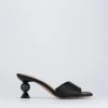 Ciabatta da passeggio tacco 4 cm nero pelle